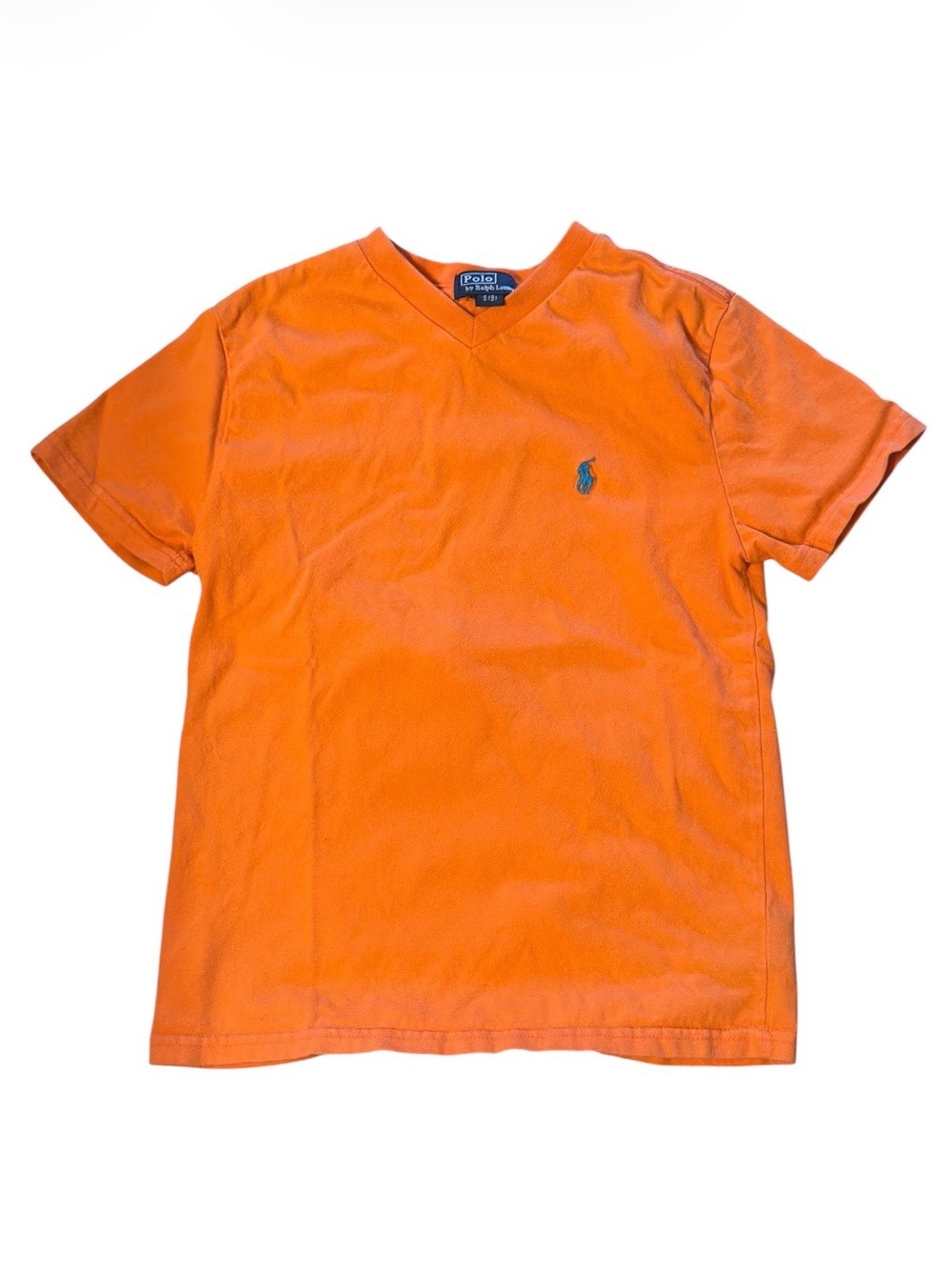 Polo by Ralph Lauren Orange V-Neck Shirt with Navy Label